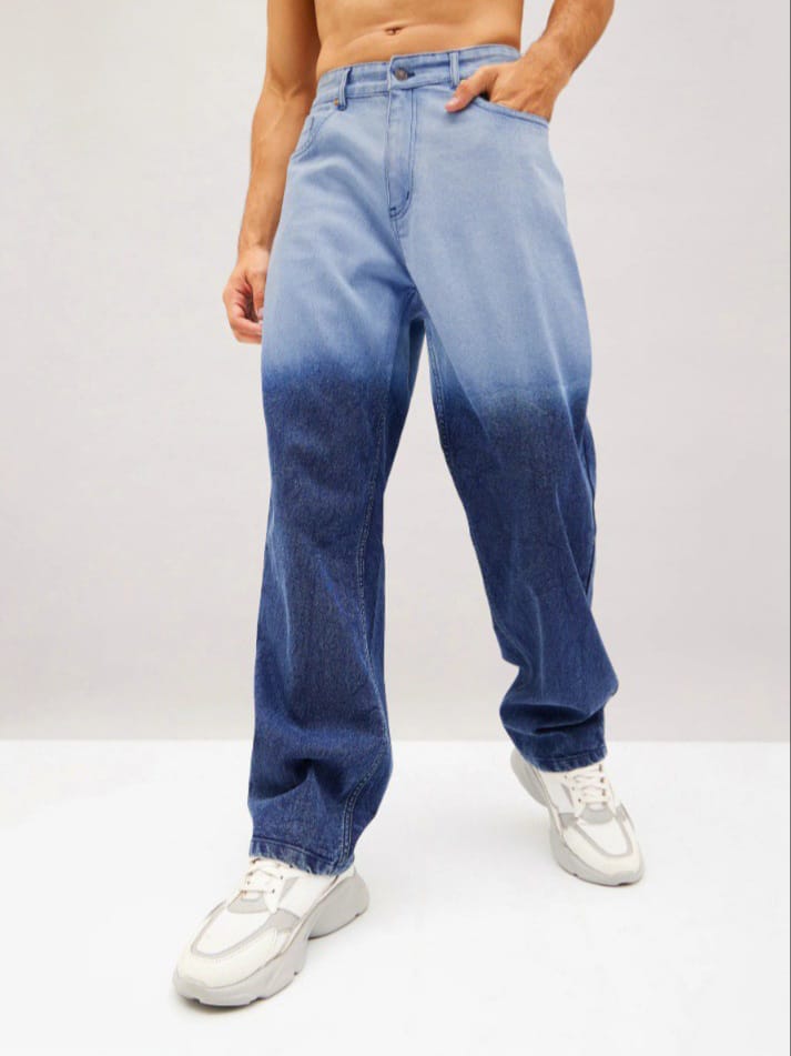 DEVIDENIM Men's Funky Dual Color Ton Ombre Relax Fit Jeans